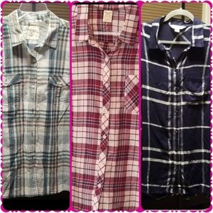 3 Plaid shirts. Green, pink and blue. 1x.